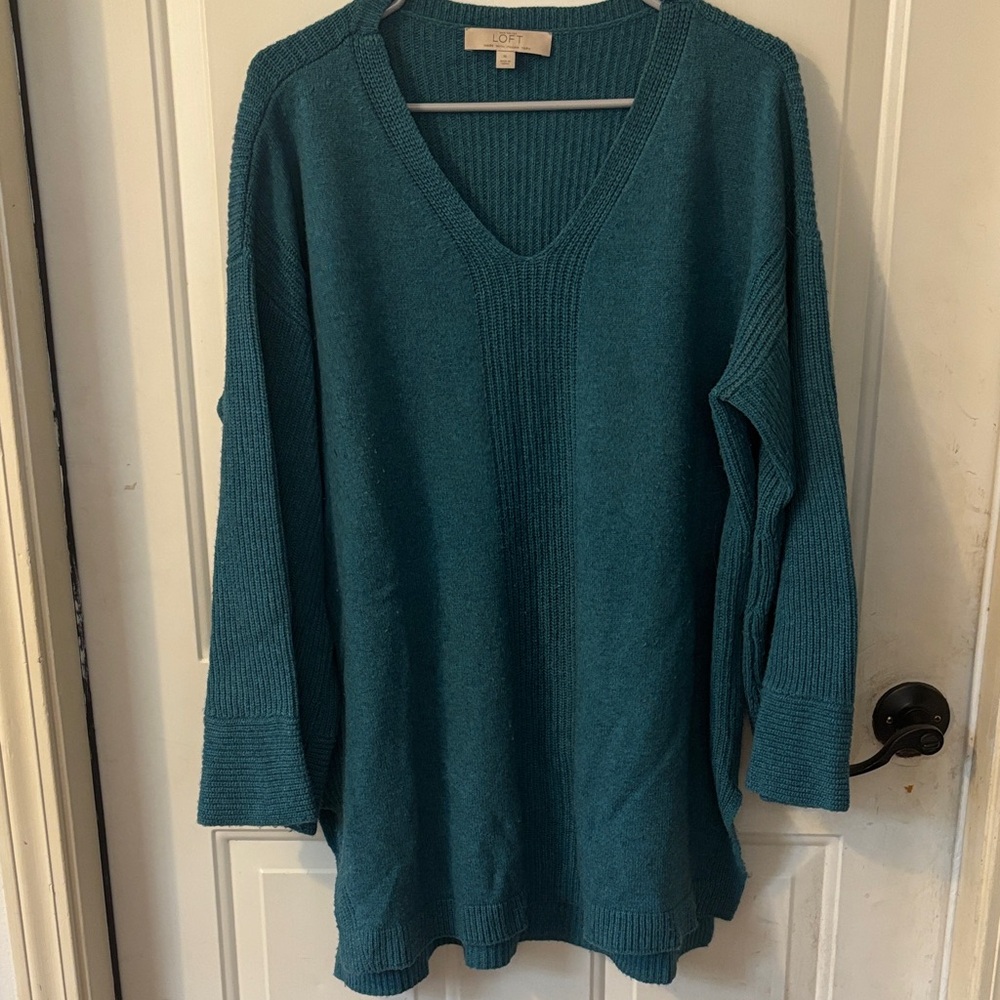 LOFT Deep Teal V-Neck Sweater